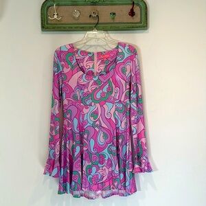 Sugar Thrillz Pink and Green Swirl Mini Dress